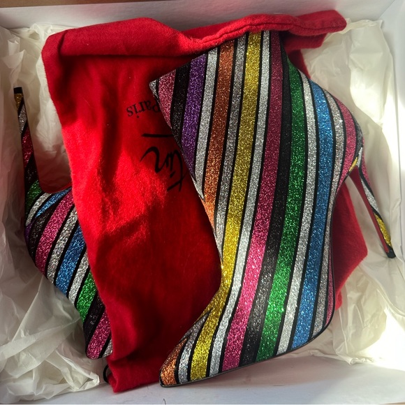 Christian Louboutin Suede Stripy Glitter So Kate Boot 38 - Picture 1 of 6